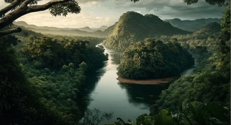 Beautiful forest and river